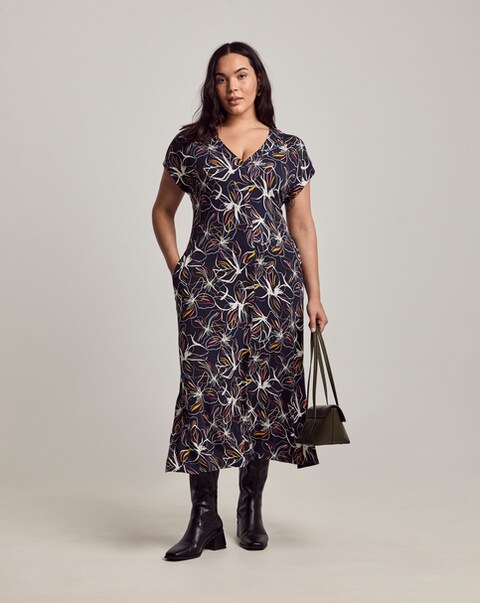 Julipa Printed Cap Sleeve Midi Dress