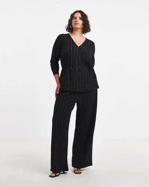 Simply Be Black Stripe Lurex Bottom