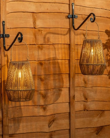 ValueLights 2 Pack Solar Powered Outdoor Faux Bamboo Garden Lantern Lights