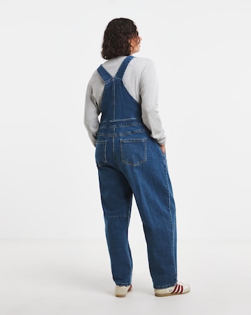Dark Blue Barrel Leg Denim Dungaree