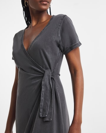 Simply Be Acid Wash Cotton Jersey Short Sleeve Midi Dress