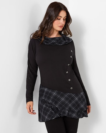 Joe Browns Checked Cowl Neck Tunic Top With Button Detailing