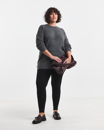 Crew Neck Exposed Seam Longline Jumper