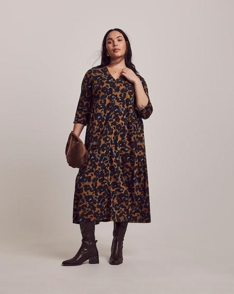 Julipa Printed Button Down Jersey Midi Dress