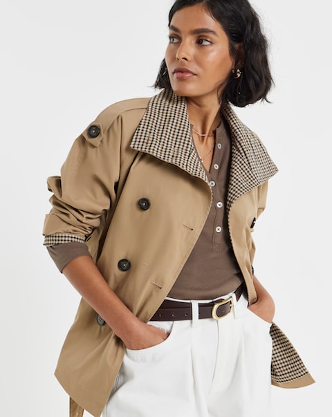 Simply Be Camel Dropped Waist Trench