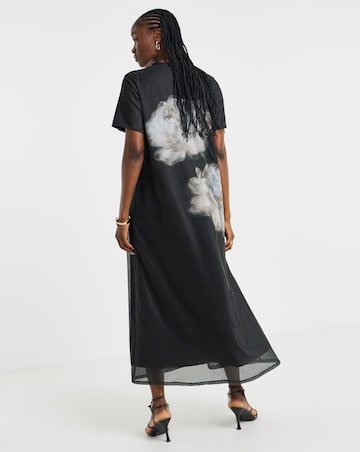 Flounce London Mesh Floral Midaxi Dress