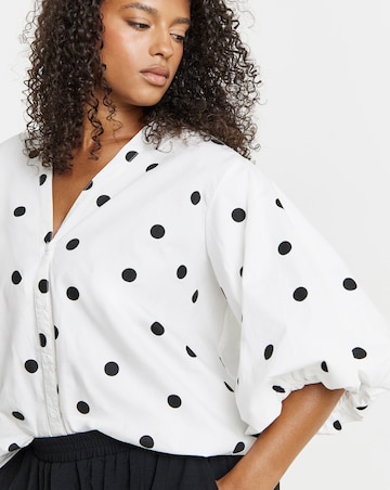 Simply Be Navy Button Through Blouse