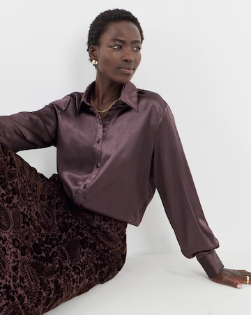 Berry Liquid Satin Oversized Shirt
