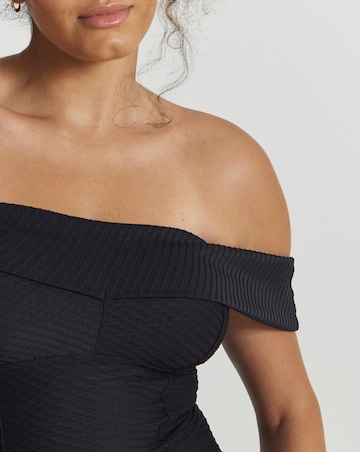 Figleaves Icon Textured Bardot Swimsuit