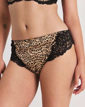 Pretty Secrets Satin & Lace Full Brief Knickers Leopard Print