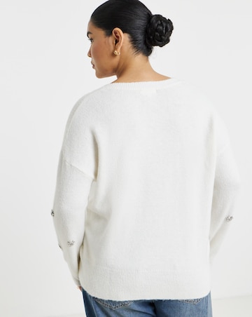Diamante Embellished V-Neck Jumper