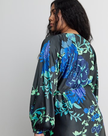 Joanna Hope Floral Satin Wrap Dress