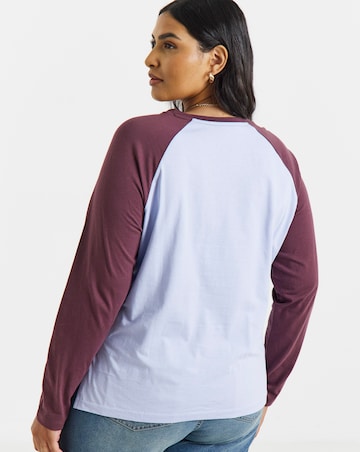 Simply Be Lilac And Chocolate Raglan Long Sleeve T-Shirt