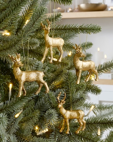 Gisela Graham Gold Reindeer Hanging Decorations - Set of 4