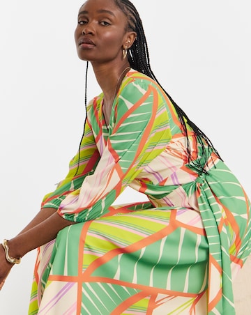 Joanna Hope Geo Print Functional Wrap Midi Dress