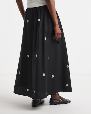 Simply Be Black Embroidered Midaxi Skirt