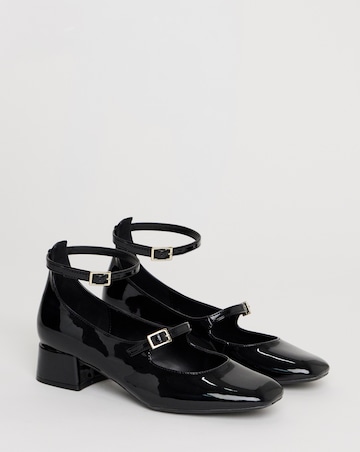 Reno Mary Jane Ankle Strap Block Heel Shoes - Wide Fit (E)