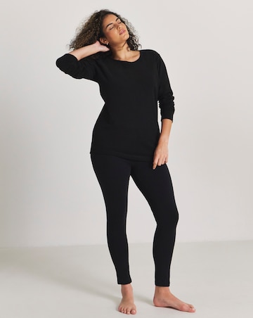 Pretty Secrets Thermal Brushed Fleece Long Sleeve Top Black