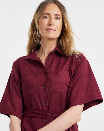 Suedette Midi Shirt Dress
