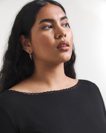 Simply Be Black Lace Slash Neck Long Sleeve Top