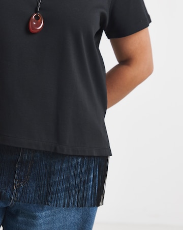 Simply Be Black Tassel Hem T-Shirt