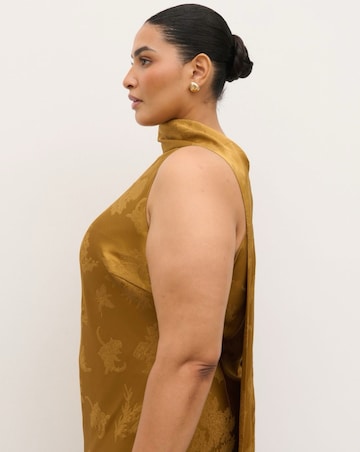 Pretty Lavish Lethe Drape Scarf Satin Jacquard Dress