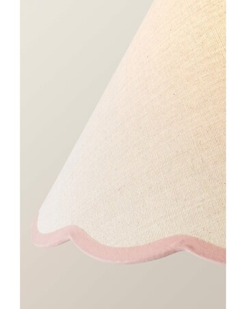 ValueLights Bobbles Rose Pink Bobbin Floor Lamp with Pink Trim Scallop Shade