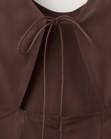 Mango Side Ruched Dress With Tie Detail