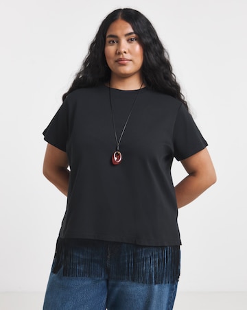 Simply Be Black Tassel Hem T-Shirt