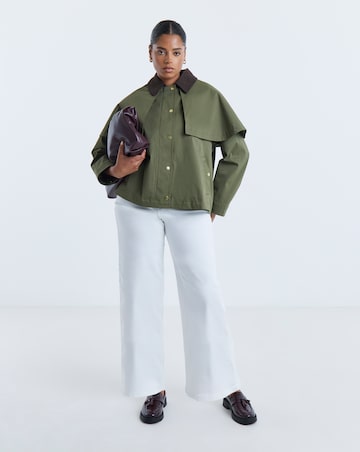 Olive Cord Collar Cape Jacket