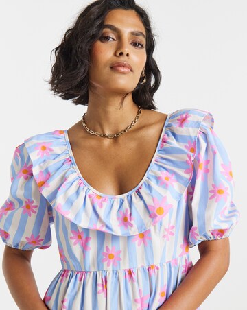 Twisted Wunder Cotton Stripe Floral Maxi Dress