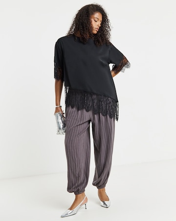 Simply Be Black Lace Trim Boxy Top