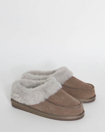 Capri Full Suede Faux Fur Trim Slippers - Extra Wide Fit (EEE)