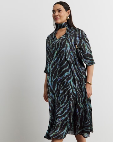 Joanna Hope Tie Neck Swing Midi Dress