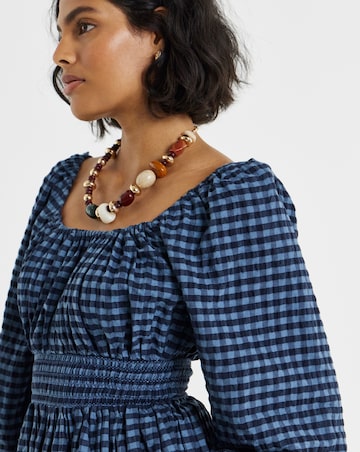 SIMPLY BE GINGHAM SHIRRED WAIST BLOUSE CO-ORD