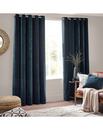 Yard Heavy Chenille Lined Eyelet Curtains