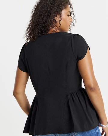 Simply Be Black Peplum Seam Detail Stretch Top