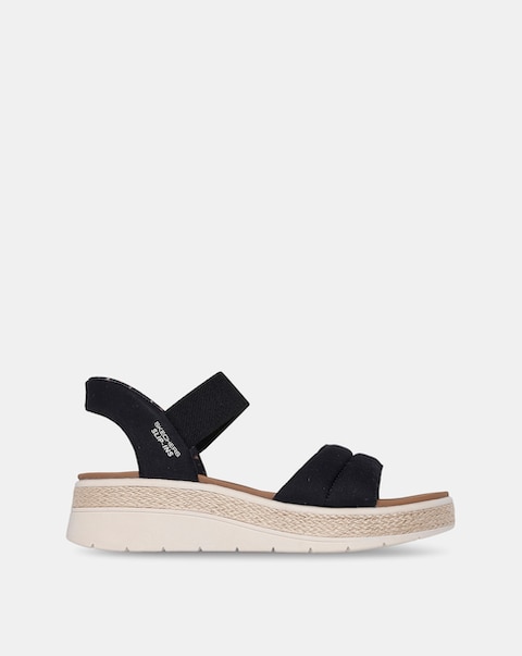 Skechers Bobs Sun Ray Slip Ins Black Sandals - Standard Fit (D)