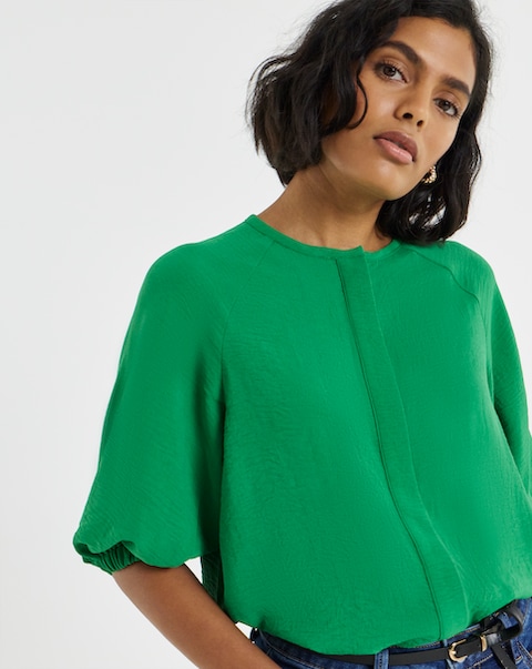 Simply Be Green Bubble Sleeve Top