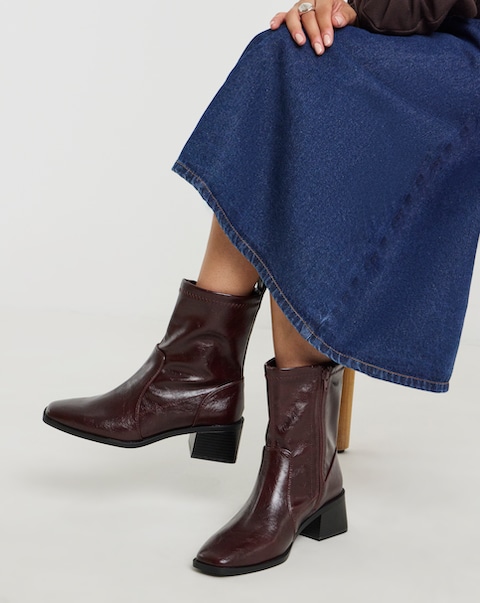 Kendal Block Heel Ankle Sock Boots - Extra Wide Fit (EEE)