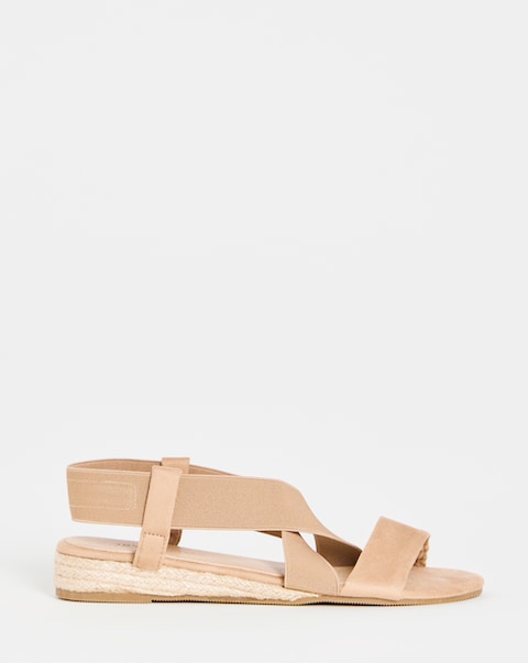 Dia Elasticated Low Wedge Espadrilles - Wide Fit (E)