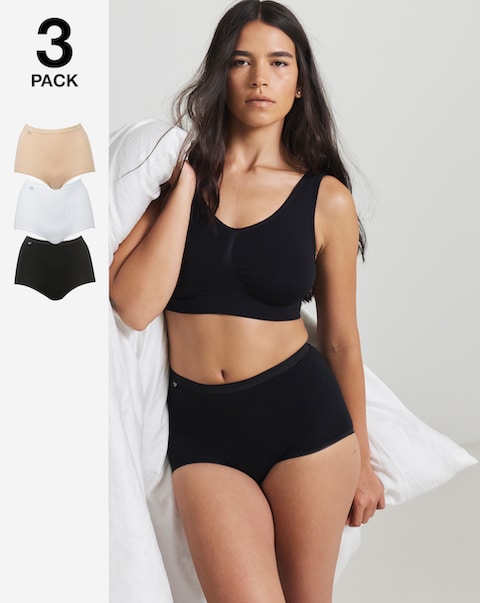 Sloggi (3 Pack) Basic Maxi Cotton Knickers White/Black/Skin