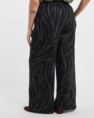 Simply Be Khaki Zebra Textured Jersey Wide Leg Trouser