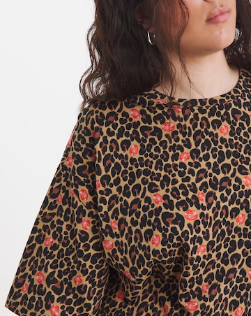 Simply Be Leopard Lips Oversized Graphic T-Shirt