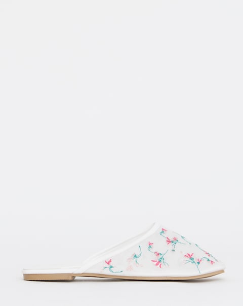 Cherish Embroidered Detail Mules - Wide Fit (E)