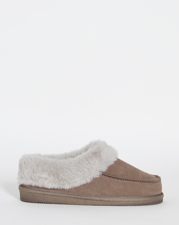 Capri Full Suede Faux Fur Trim Slippers - Extra Wide Fit (EEE)