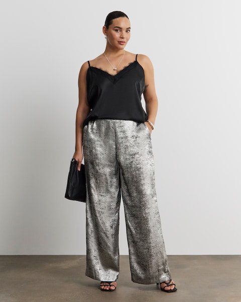 Joanna Hope Hammered Foil Wide Leg Trouser