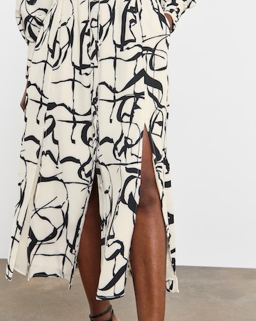 Joanna Hope Ivory Print Tie Waist Shirt Dress