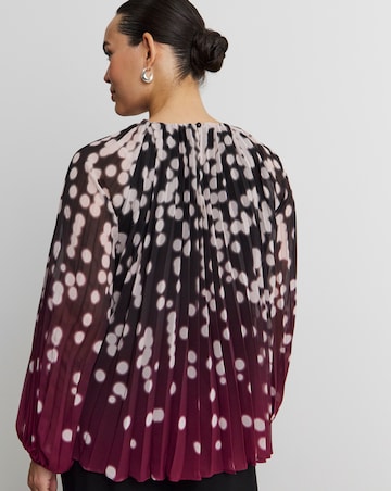 Joanna Hope Pleated Chiffon Printed Top