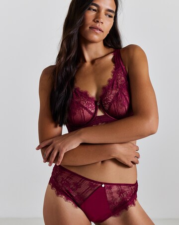 Pretty Secrets Eyelash Lace Full Brief Knickers Burgundy